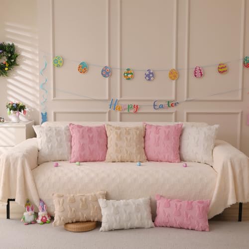 Easter Bunny Throw Pillow Covers - 18x18 Inch Set of 2