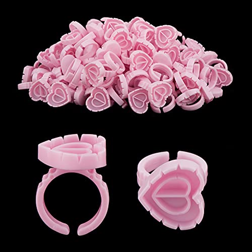 Beauty Junko Pro 100PCS Heart Lash Glue Rings for Volume Eyelash Extensions