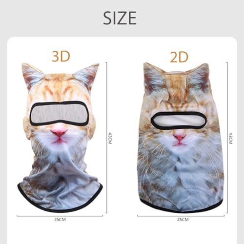 3D Cat Ski Balaclava Sheisty Face Mask with Ears Cute Animal Christmas Party, Face Cover UV Protector Lightweight Outdoor Activities