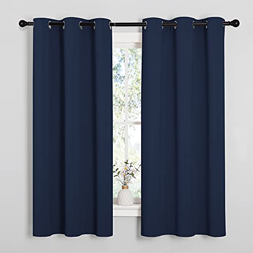 NICETOWN Navy Blackout Curtains - 42"W x 63"L Energy Efficient Drapes (2 Pack)