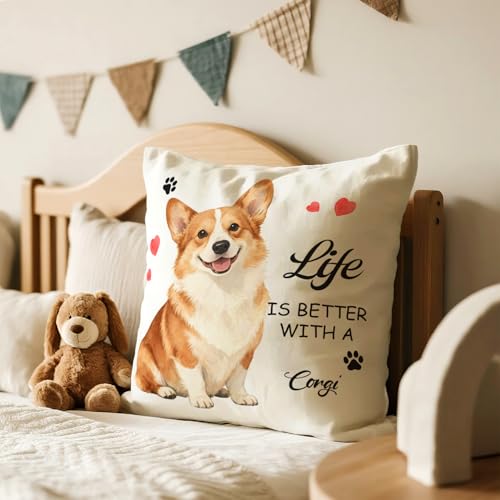 Corgi Throw Pillow Cover - 18x18 Eco-Friendly Velvet Cushion