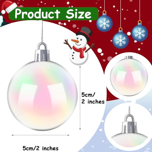 50 pcs 2 Inch Iridescent Christmas Ornaments Rainbow Bubble Balls - Plastic Holiday Decorations