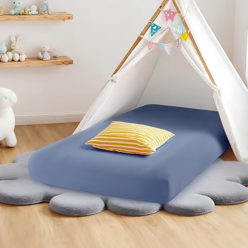 Dusty Blue Kids Air Mattress Fitted Sheet, 34.5x62x7 Inch