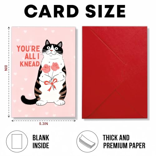 Funny Cat Valentine Card - You're All I Knead Bakery Pun