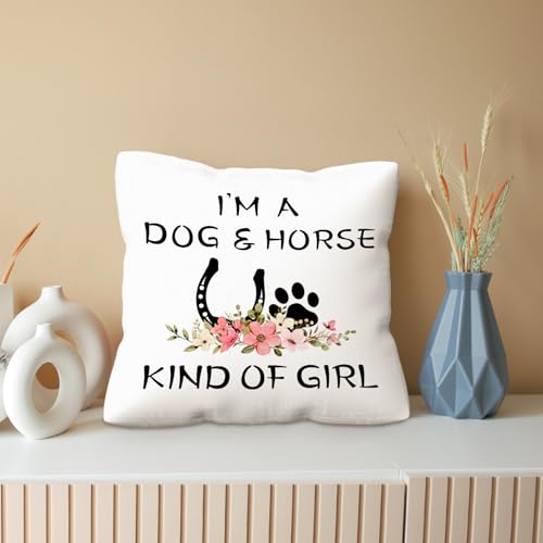 Horse Theme Pillow Cover 18x18 - Flannel Throw Pillow for Cowgirls