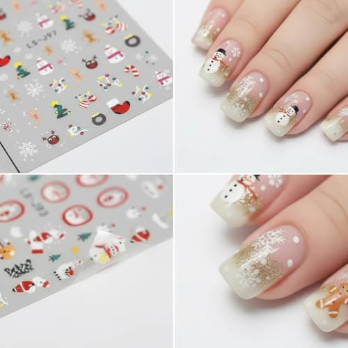 Christmas Nail Art Stickers - 9 Sheets 3D Self-Adhesive Winter Holiday Decals