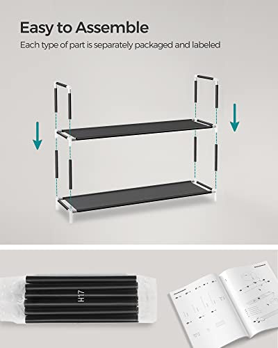SONGMICS 4-Tier Shoe Rack, 38.8-Inch Wide Metal Shoe Organizer - Black