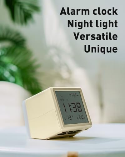 Aurolumiz Digital Alarm Clock with Night Light, Temp & Humidity Monitor