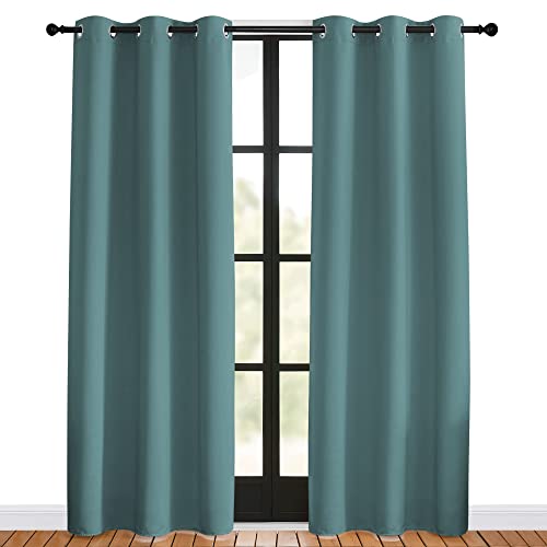 NICETOWN Greyish Blue Blackout Curtains, 42"x80" (Pack of 2) - Noise Reducing, Thermal Insulated
