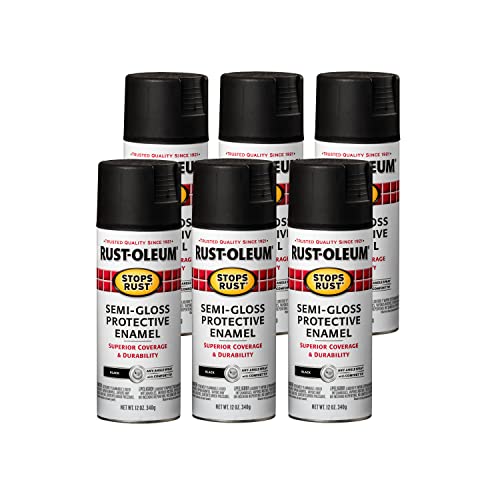 Rust-Oleum Stops Rust Protective Enamel Spray Paint, Semi-Gloss Black, 12oz (6-Pack)