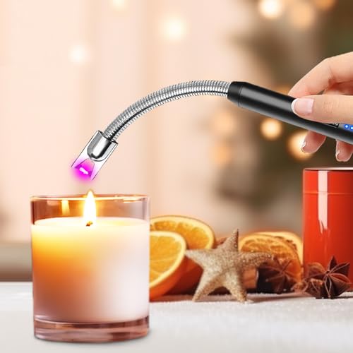 3 Pack Candle Lighter Electric Rechargeable Arc Windproof Lighters Flexible Neck Long Rotate 360 Plasma Lighter USB Flameless Lighters Candles Grill BBQ