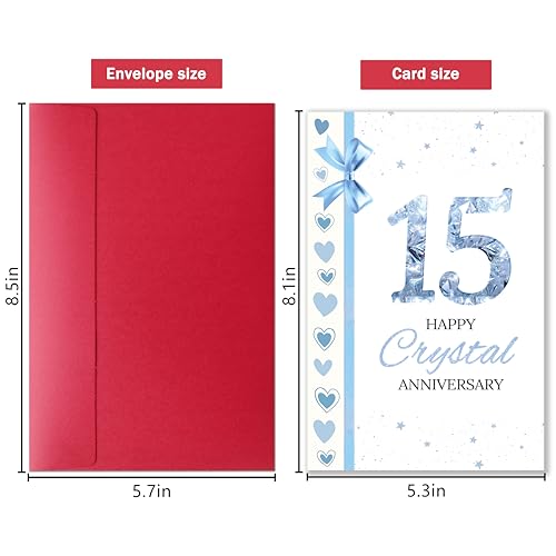15th Anniversary Card for Wife & Husband - Romantic Keepsake