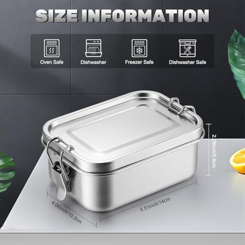 Umigy Stainless Steel Bento Box, 550ml Leak-Proof Metal Lunch Container