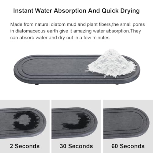 Diatomite Water Absorbing Stone Tray Set - Quick Dry Gray Sink Organizer