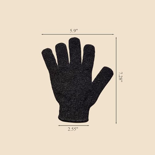 MOLOPPO Exfoliating Bath Gloves 2-Pack - Black Stretch Scrub Mitts