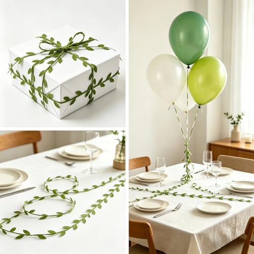 273FT Artificial Olive Leaf Ribbon for Weddings & DIY Decor