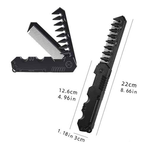 BQWanFA 2-in-1 Folding Pocket Comb for Men - Fine & Wide Tooth Beard & Hair Styling Tool