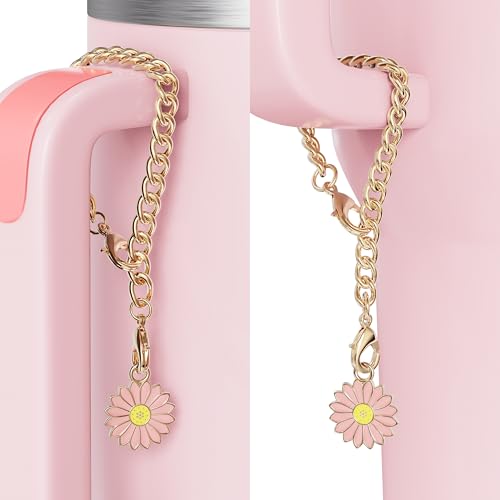 Flower Straw Toppers for Stanley Cup - 6 Set with Charms