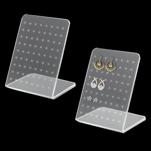 Acrylic Earring Holder Organizer - 72 Holes for Studs (2 Pack)