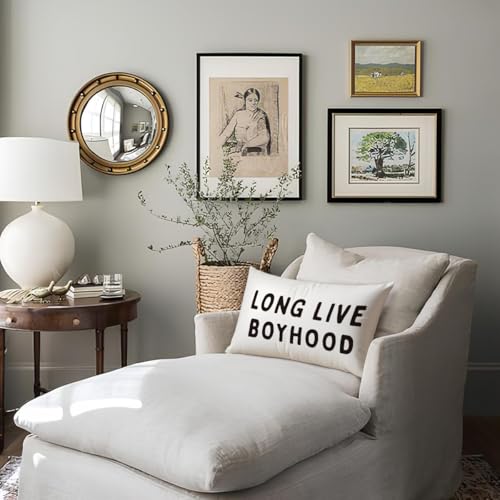 Long Live Boyhood Throw Pillow Cover 12x20 - Boys Room Decor