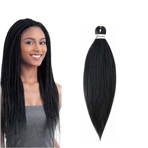 BALINGHAIR Pre Stretched Braiding Hair 26 Inch 1b Natural Black