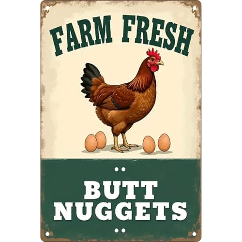 Funny Chicken Coop Metal Sign, 8x12 Inch Tin Decor