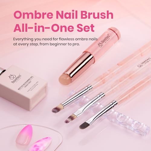 Beetles Blooming Gel and Nail Art Brushes Set with Silicone Dotting Tool