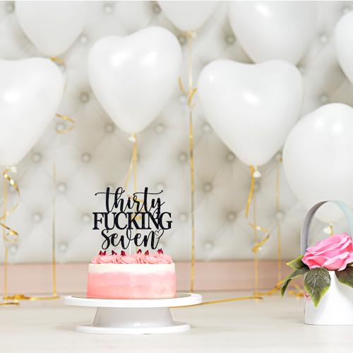 Black Glitter 'Thirty Fucking Seven' Cake Topper for 37th Birthday