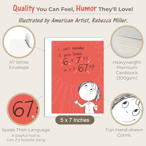 Funny Birthday Card for Teens - Viral 6 or 7 Meme Humor Greeting Card
