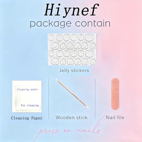 Hiynef 4th of July Short Square Press On Nails – Red & Blue Gradient with Silver Star & Glitter Acrylic False Nails (24 Pcs)
