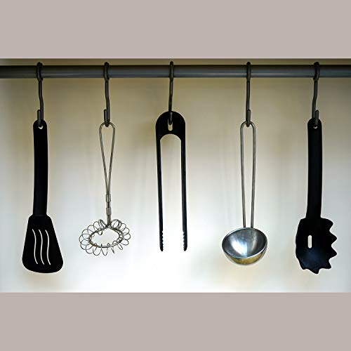 Ulifestar 32mm Heavy Duty Stainless Steel Closet Rod Hooks - 5 Pack Black