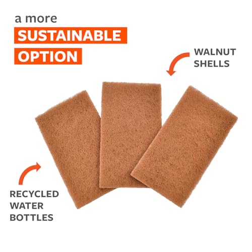Full Circle Walnut Scour Pads, 3-Pack - Non-Scratch & Eco-Friendly Dish Scrubbers