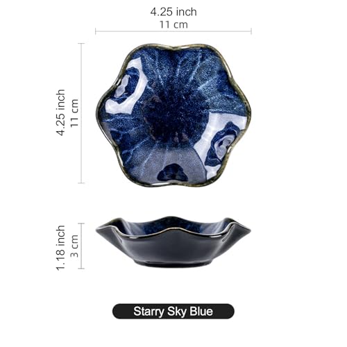 Lotus Leaf Ceramic Jewelry Dish - Starry Sky Blue Trinket Tray for Rings