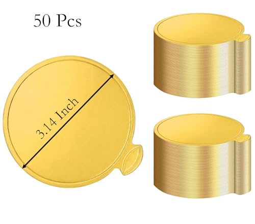 50 Pcs Mini Round Golden Cake Boards - 3.14 Inch Dessert Bases