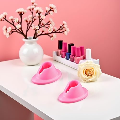 Pink Nail Polish Bottle Holder 2 Pcs Anti-Spill Rubber Stand