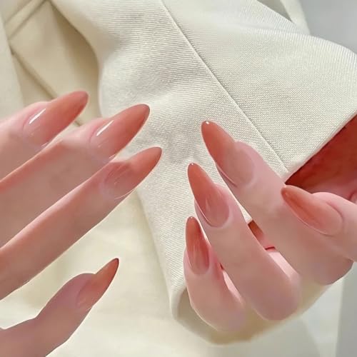 BFY Medium Almond Press on Nails Gradient Orange Glossy False Nails Kit