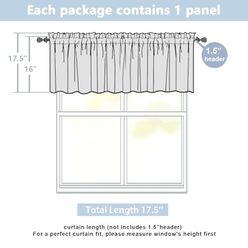 Light Filtering Valance Curtain 60" x 16" - Modern Rod Pocket Design