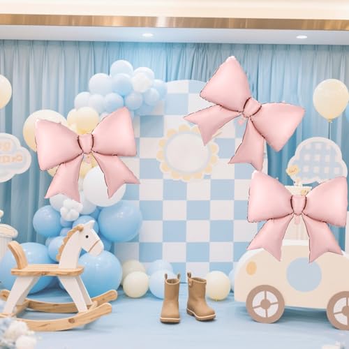 Large Bow Balloons Set - 2pcs 38.58x29.53in Pink Party Decor