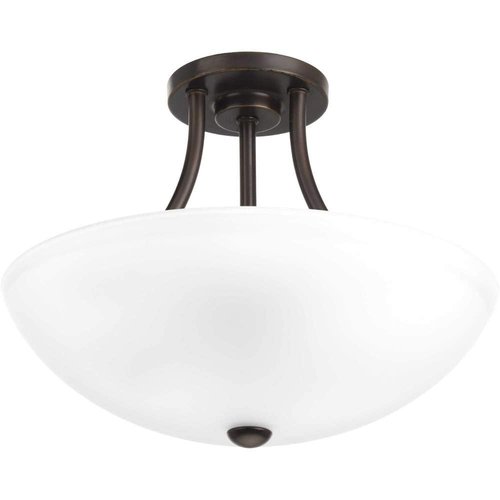 Progress Lighting P3748-20 2-100W Medium Base Semi-Flush Convertible, Antique Bronze