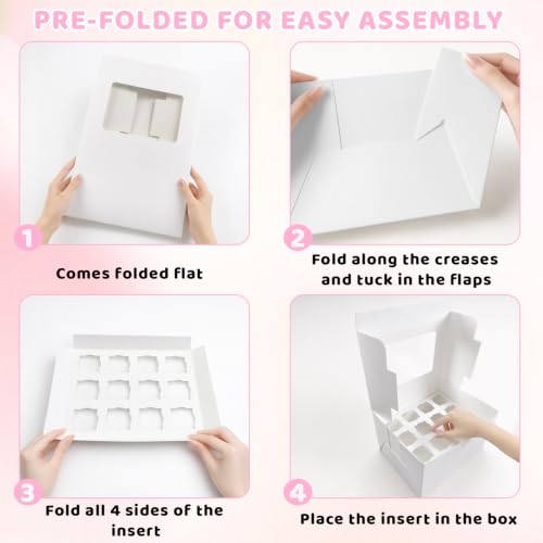 Hyzuxmal 4 Pack Dessert Shooter Boxes with Window & Insert - 3oz Square & Round Cup Carrier for Weddings & Events