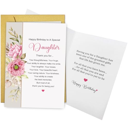 Heartfelt Birthday Card for Daughter | Poetic Floral Design