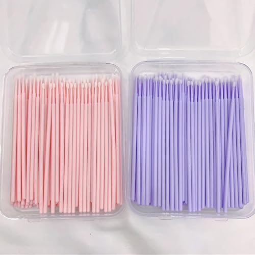 Micro Cotton Swabs for Eyelash Extensions 100-Pack - 2mm Pink Tip Applicators