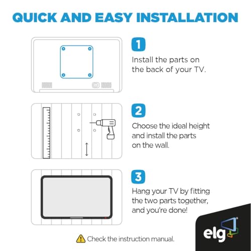 ELG Fixed Low-Profile TV Wall Mount for 14-75" TVs, 220 lbs Capacity