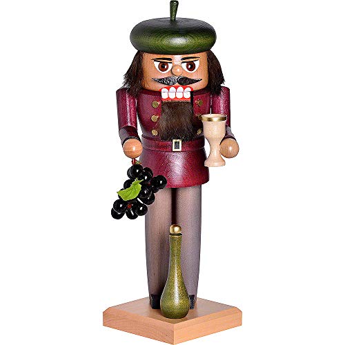 German Wooden Nutcracker - Wine Merchant with Grapes, Handcrafted Christmas Decor