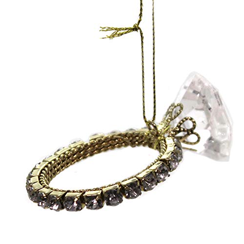 Holiday Shiny Diamond Ring Ornament for Christmas Tree Decor