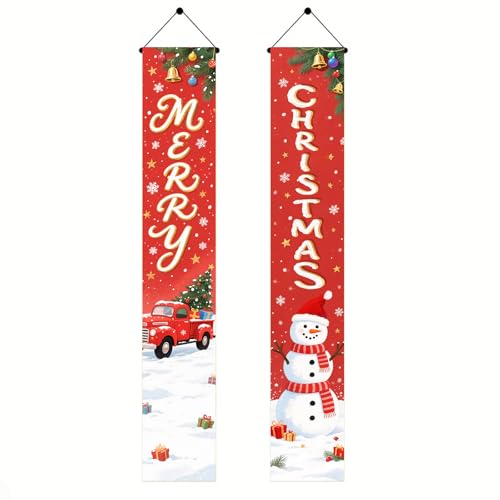 BlissYard Christmas Porch Banners 12x71 Inch Snowman Hanging Decor