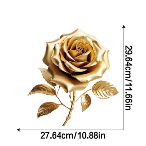 Golden Rose Toilet Lid Decal Stickers Waterproof Self-Adhesive Bathroom Decor