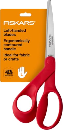Fiskars 8" Left-Handed Scissors, Ergonomic Stainless Steel Crafting Shears (12-Pack)