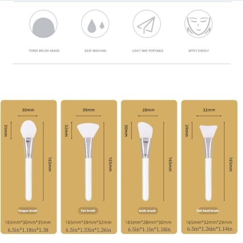 TIKMOON Silicone Face Mask Brush Set, 4-Piece Facial Mud Mask Applicator