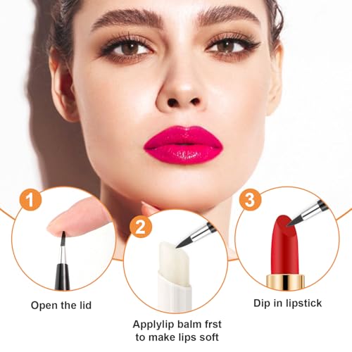 AOZUO 4Pcs Retractable Lip Brush Portable Travel Lipstick Applicator with Cap